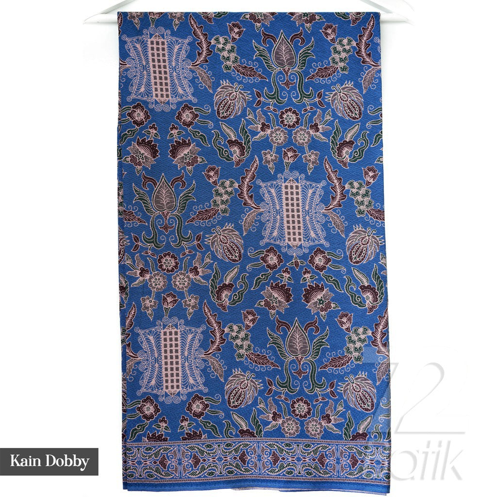 Modern Batik Couple Set - Slim Fit Shirt & Wrap Skirt - Premium Blue