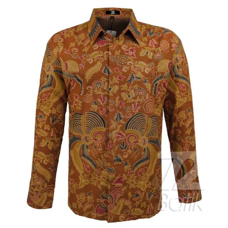 Batik Shirt Men : Slimfit Elegant Cream Light Brown Color [Made to Order] - 72 Batik