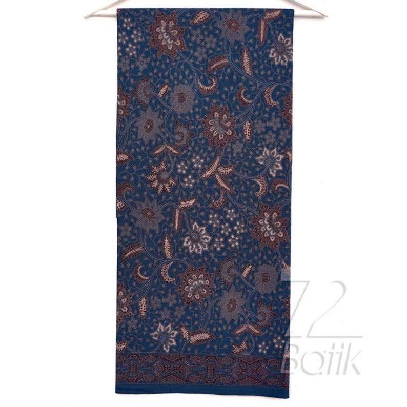 Indonesian Men Batik Shirt Long Sleeve Slimfit Premium Floral Print Dark Blue Dark Blue [Made to Order] - 72 Batik