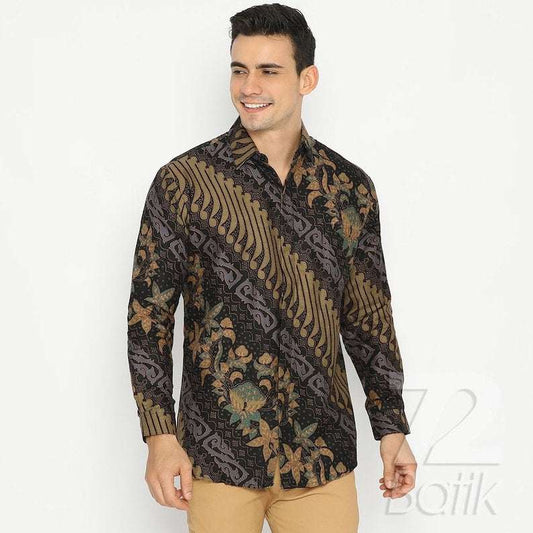 Batik Shirt Men's Long Sleeve Modern Slimfit Slim Fit Premium Contemporary [Made to Order] - 72 Batik