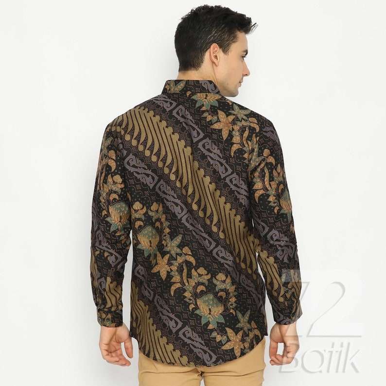 Batik Shirt Men's Long Sleeve Modern Slimfit Slim Fit Premium Contemporary [Made to Order] - 72 Batik