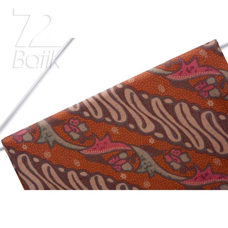 Indonesian Men Batik Shirts Instant Wraps Men's Batik Long Sleeve Slimfit Premium Orange Color [Made to Order] - 72 Batik