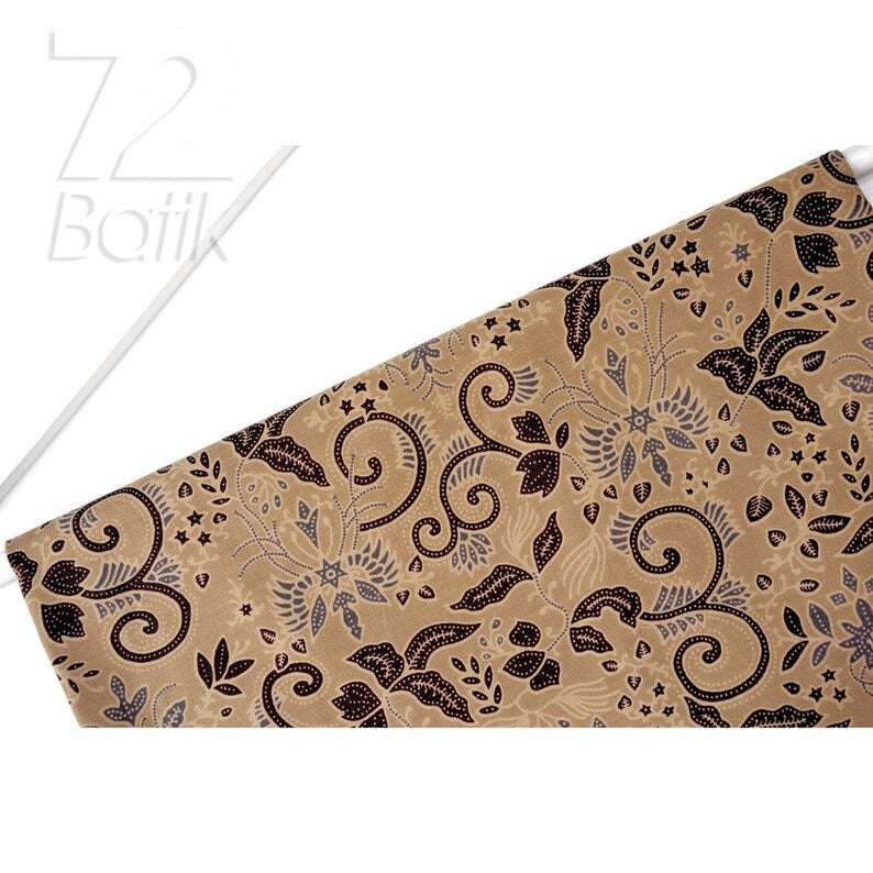 Indonesian Men Batik Short Sleeve Cotton Mega Mendung Brown Cream [Made to Order] - 72 Batik