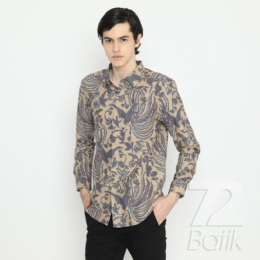 Batik Shirt Men's Long Sleeve Slimfit Phoenix Pattern [Made to Order] - 72 Batik