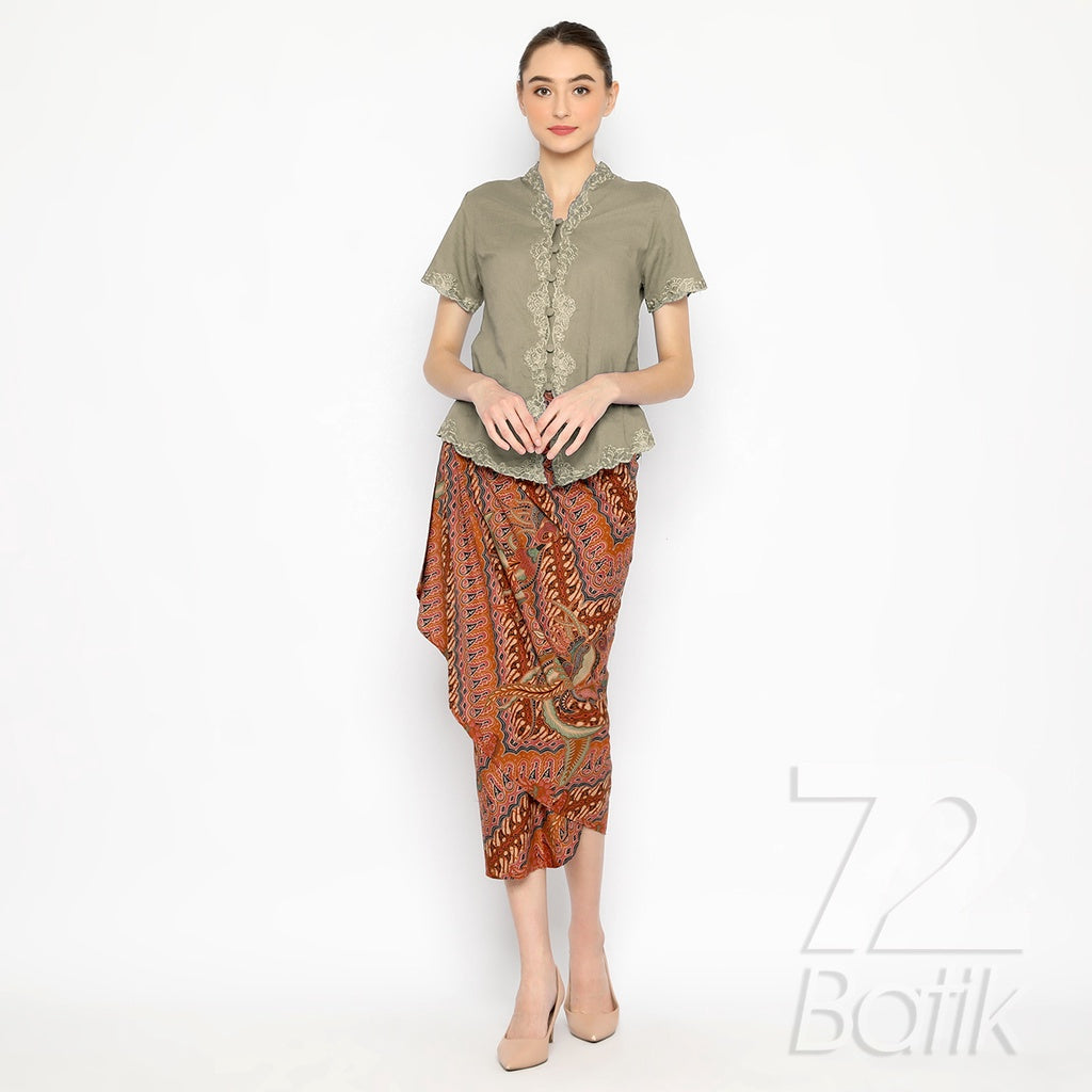 Premium Modern Batik Couple Set – Men's Long Sleeve Shirt & Instant Wrap Skirt – Parang Seling Kusumo