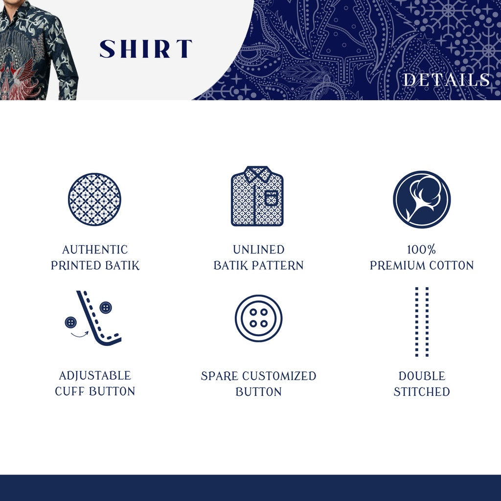 Premium Batik Couple Set – Men’s Slim Fit Shirt & Women’s Wrap Skirt – Handmade Floral (Kembang Setaman) Black Batik